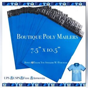 25ct ~ 7.5 x 10.5”~ Poly Mailer Bags👖🆕👖Plus 😁 25ct Thank You Stickers Included